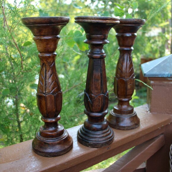 Wooden Candle sticks - Picture 2 of 5